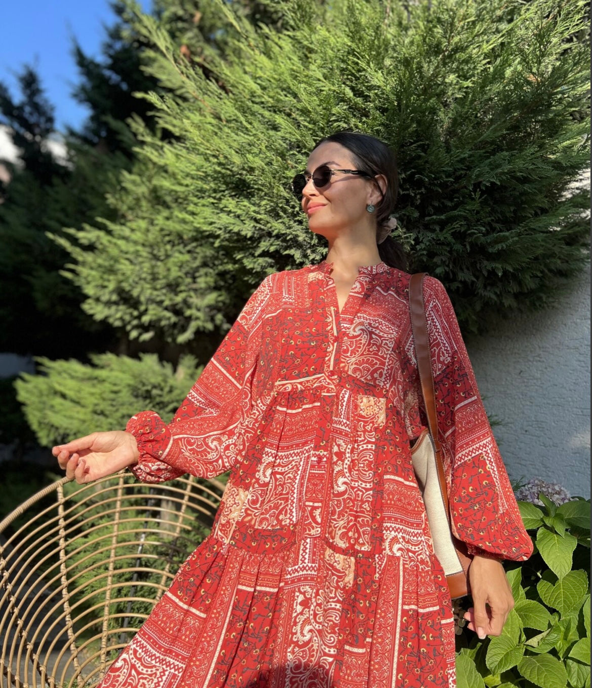Red Patterned Dress