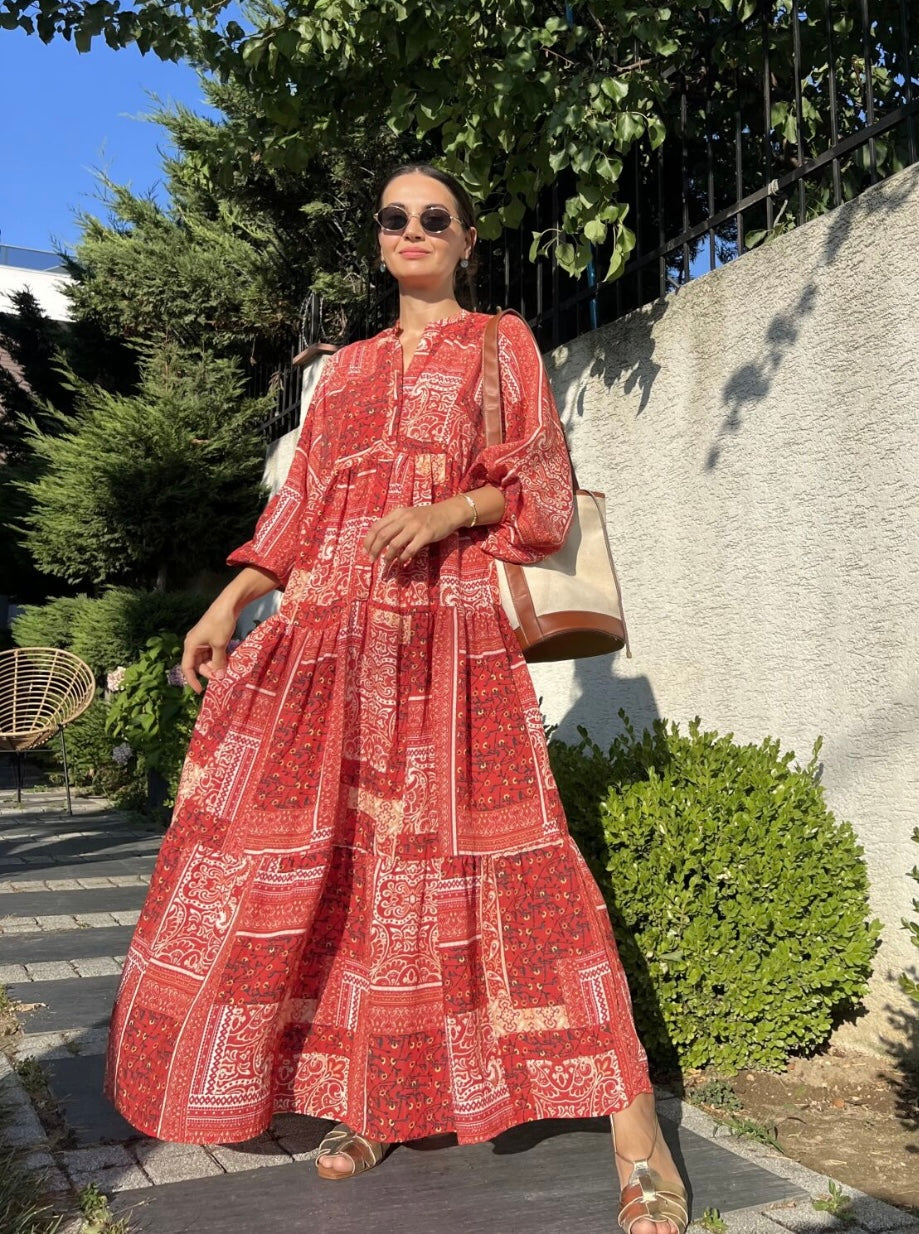 Red Patterned Dress
