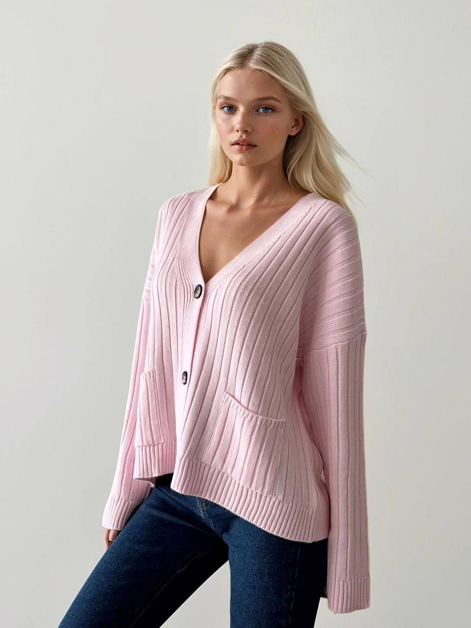 Pink Buttoned Cardigan