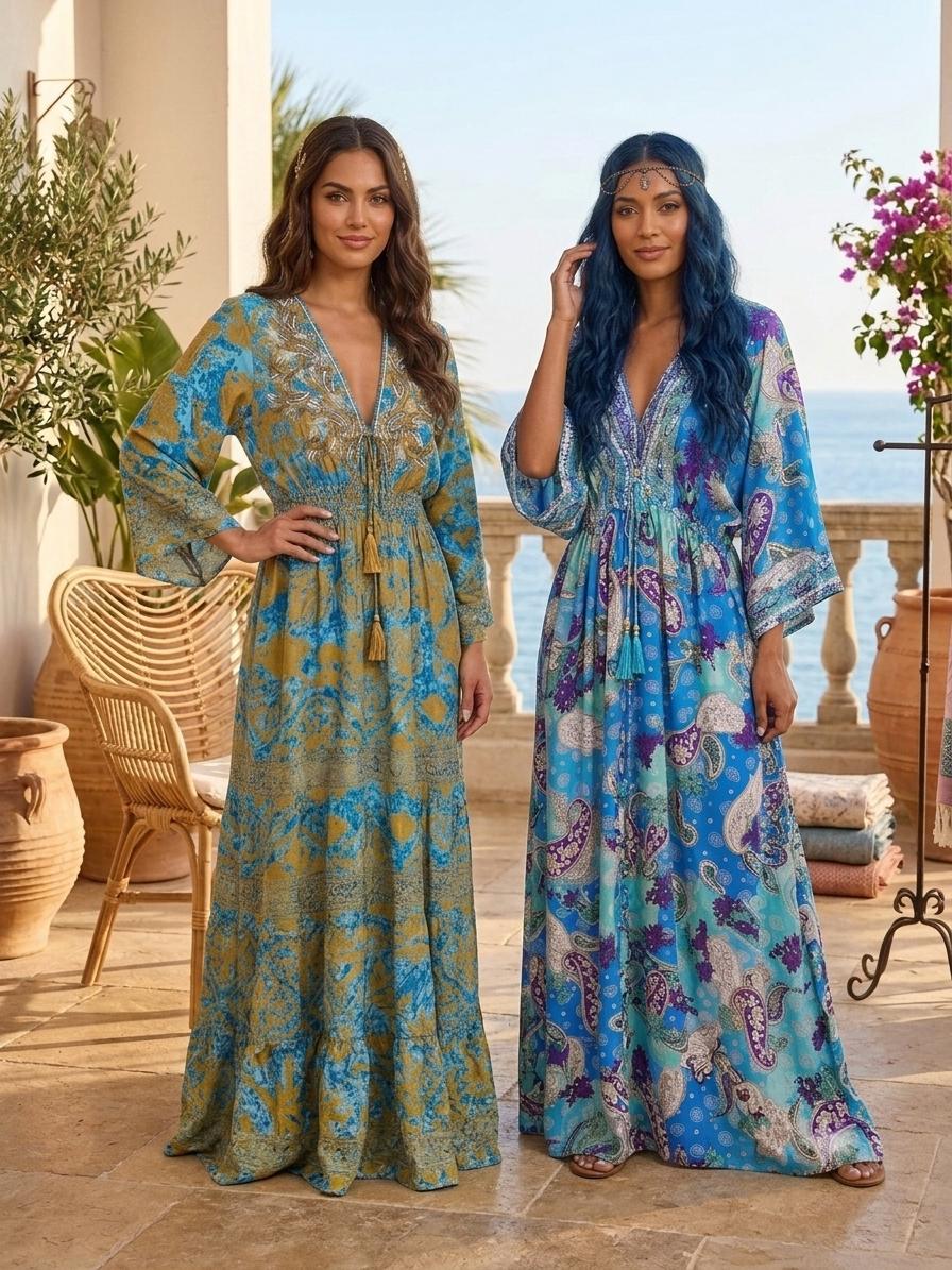 Purple & Blue Boho Elegante Dress