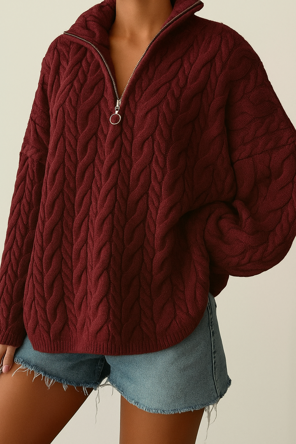 Burgundy Zipper Sweater