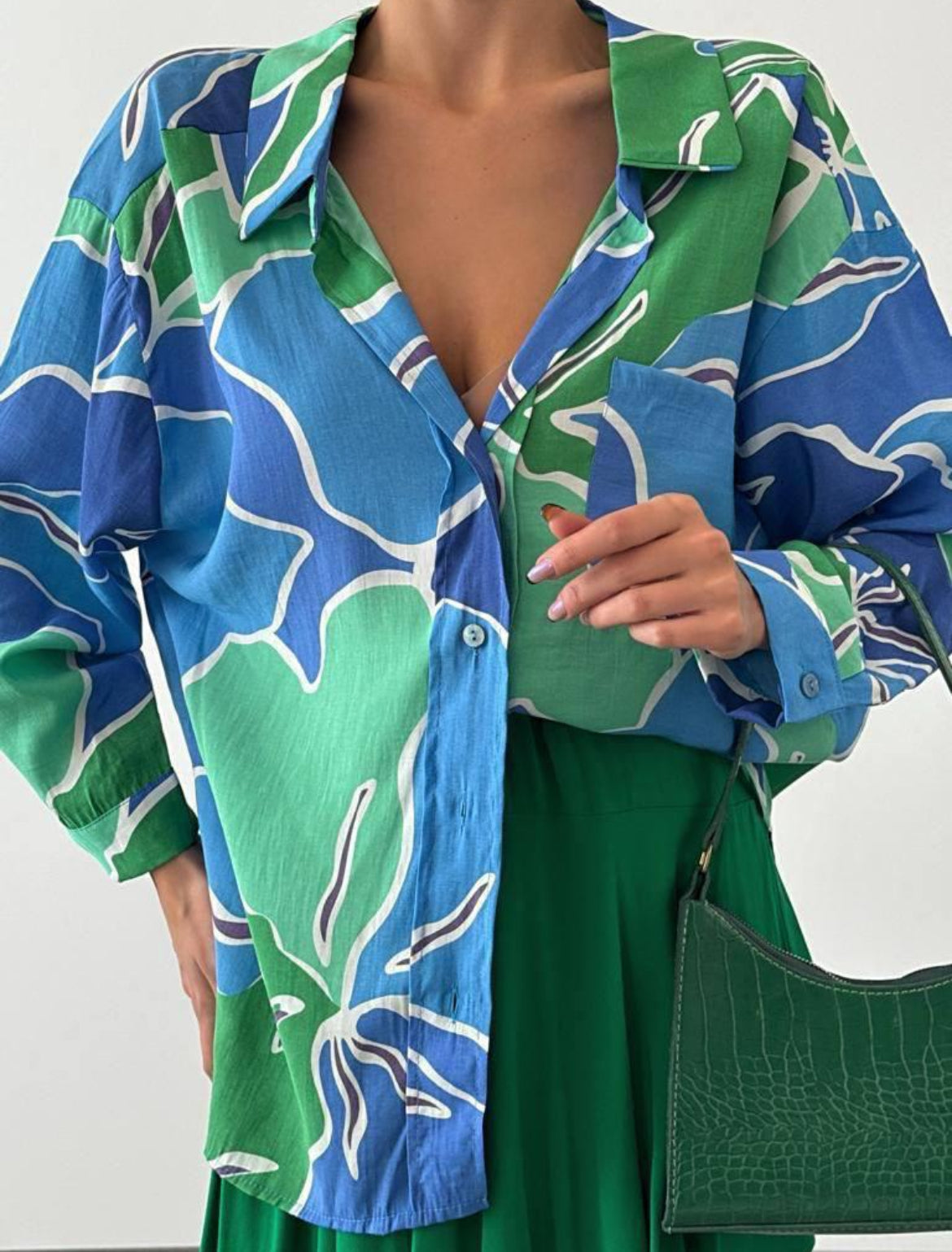 Green x Blue Buttoned Shirt