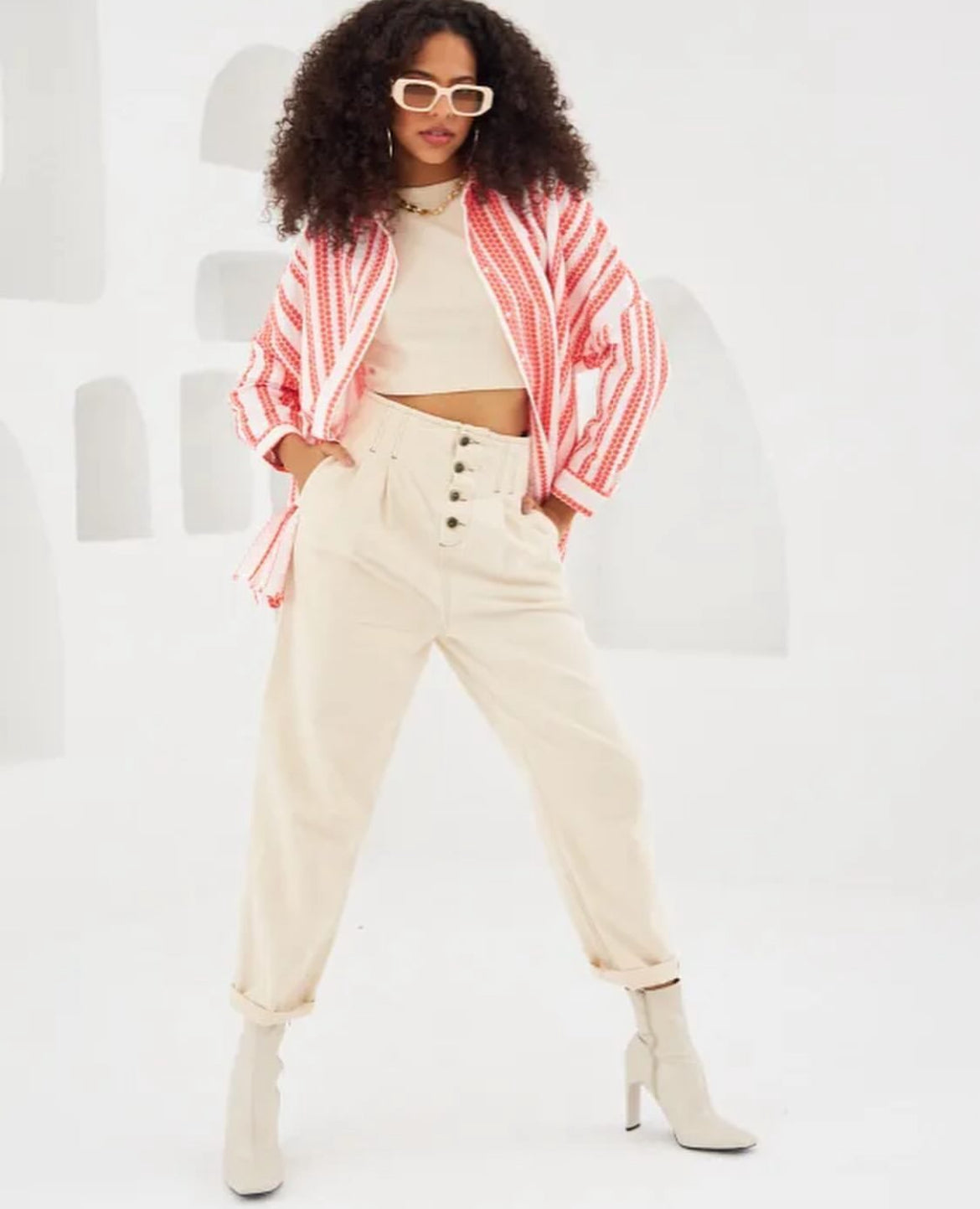 White x Red Buttoned Shirt