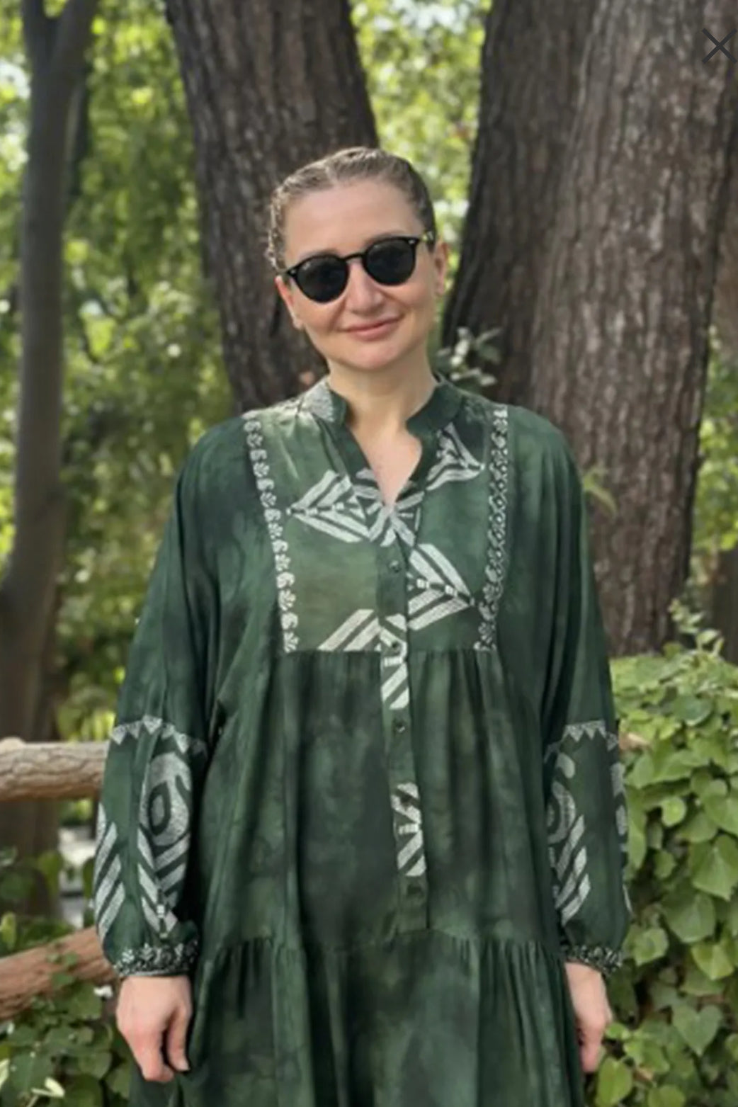 Dark Green Patterned Dress