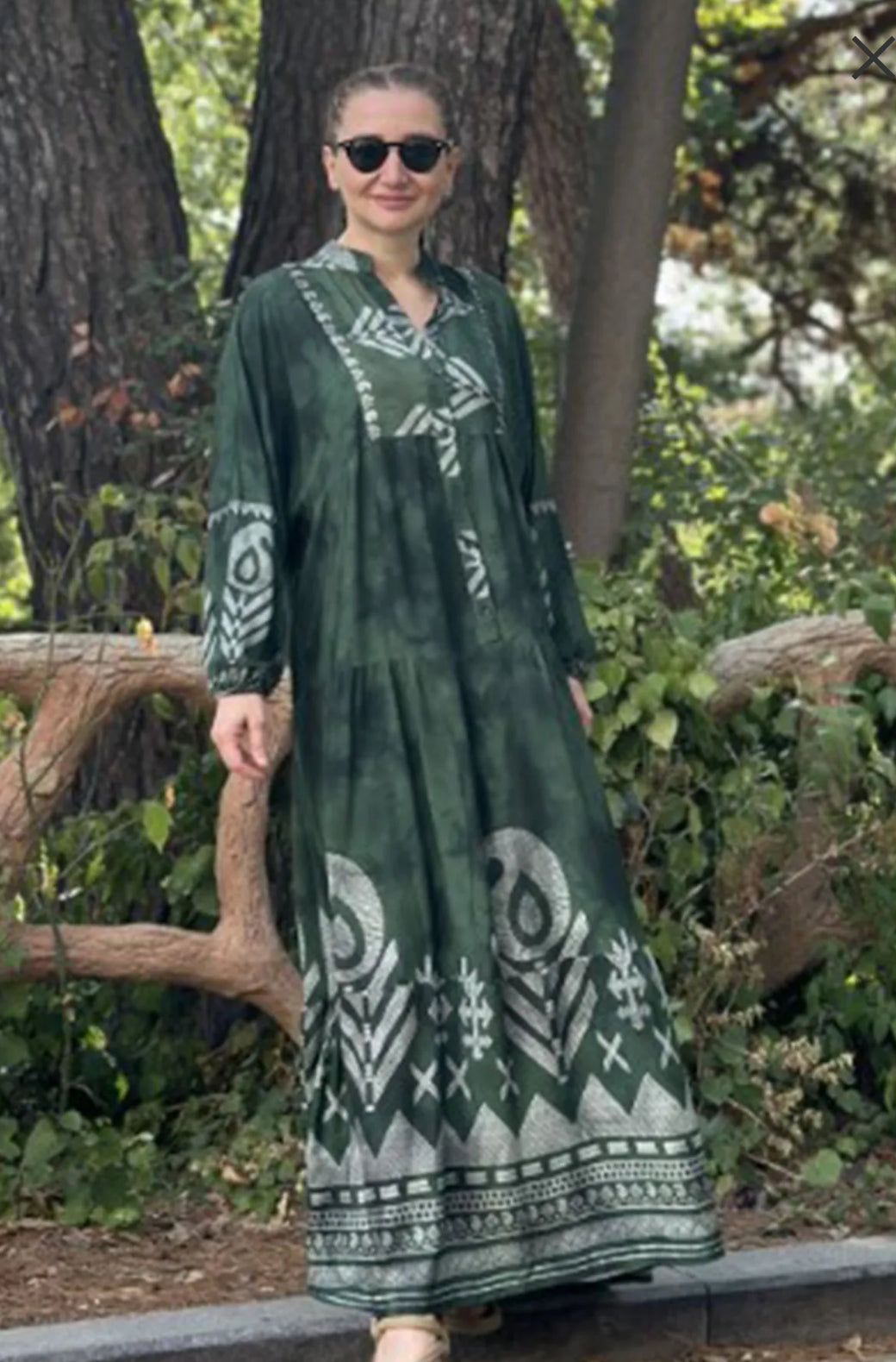 Dark Green Patterned Dress