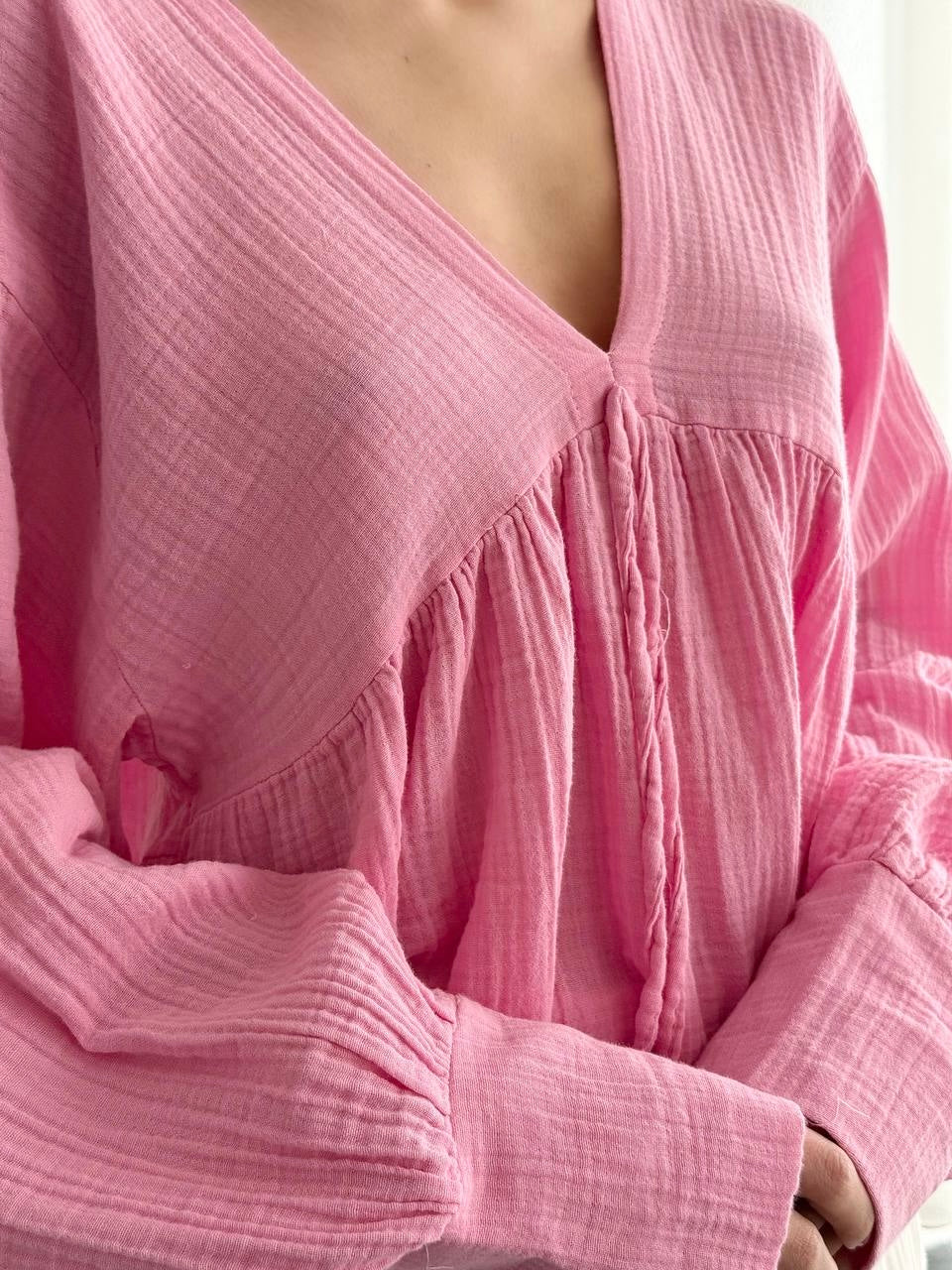 Crinkle Blouse - Pink