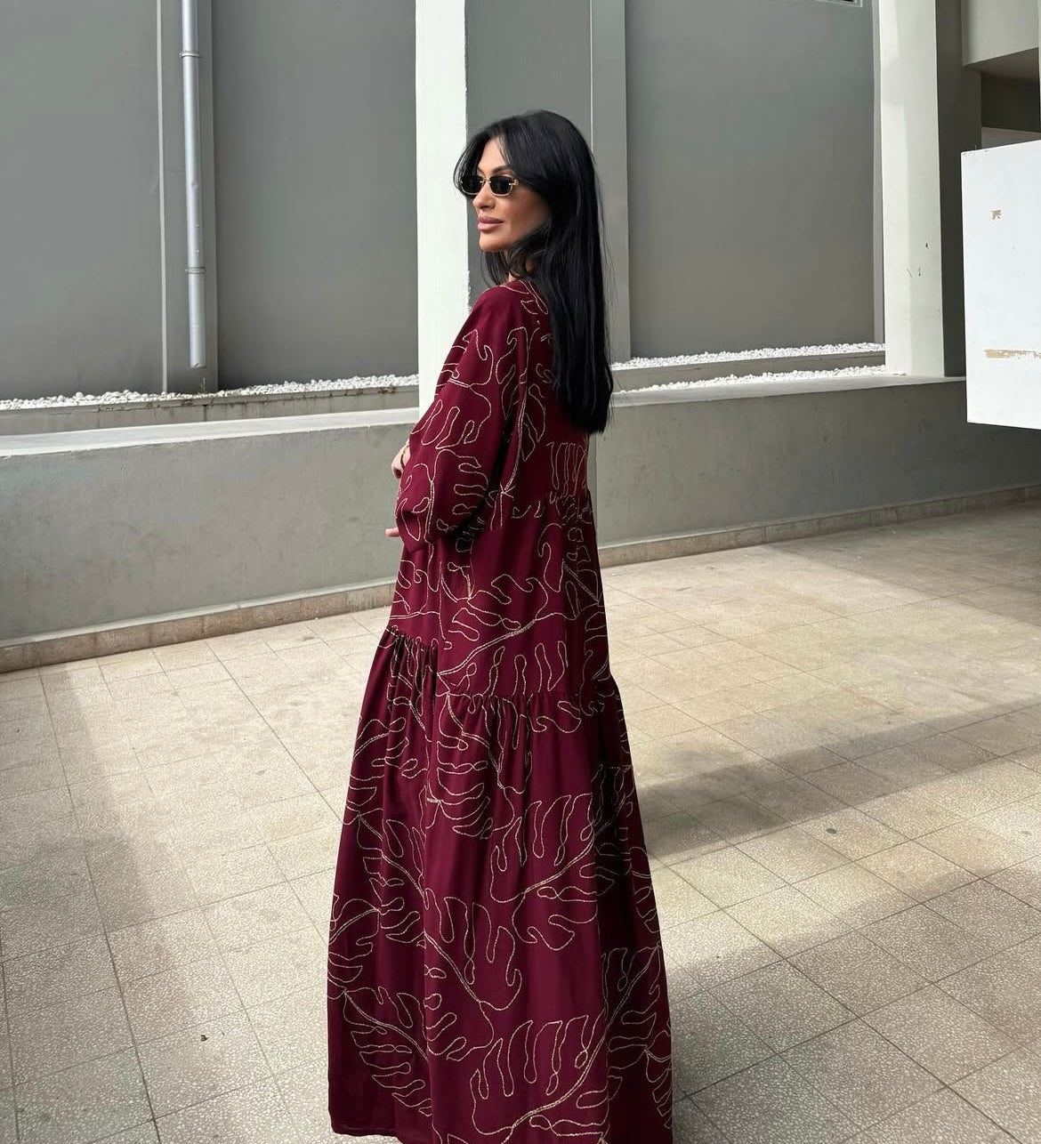 Burgundy x Gold Dress (Pre-Order 10 Days)