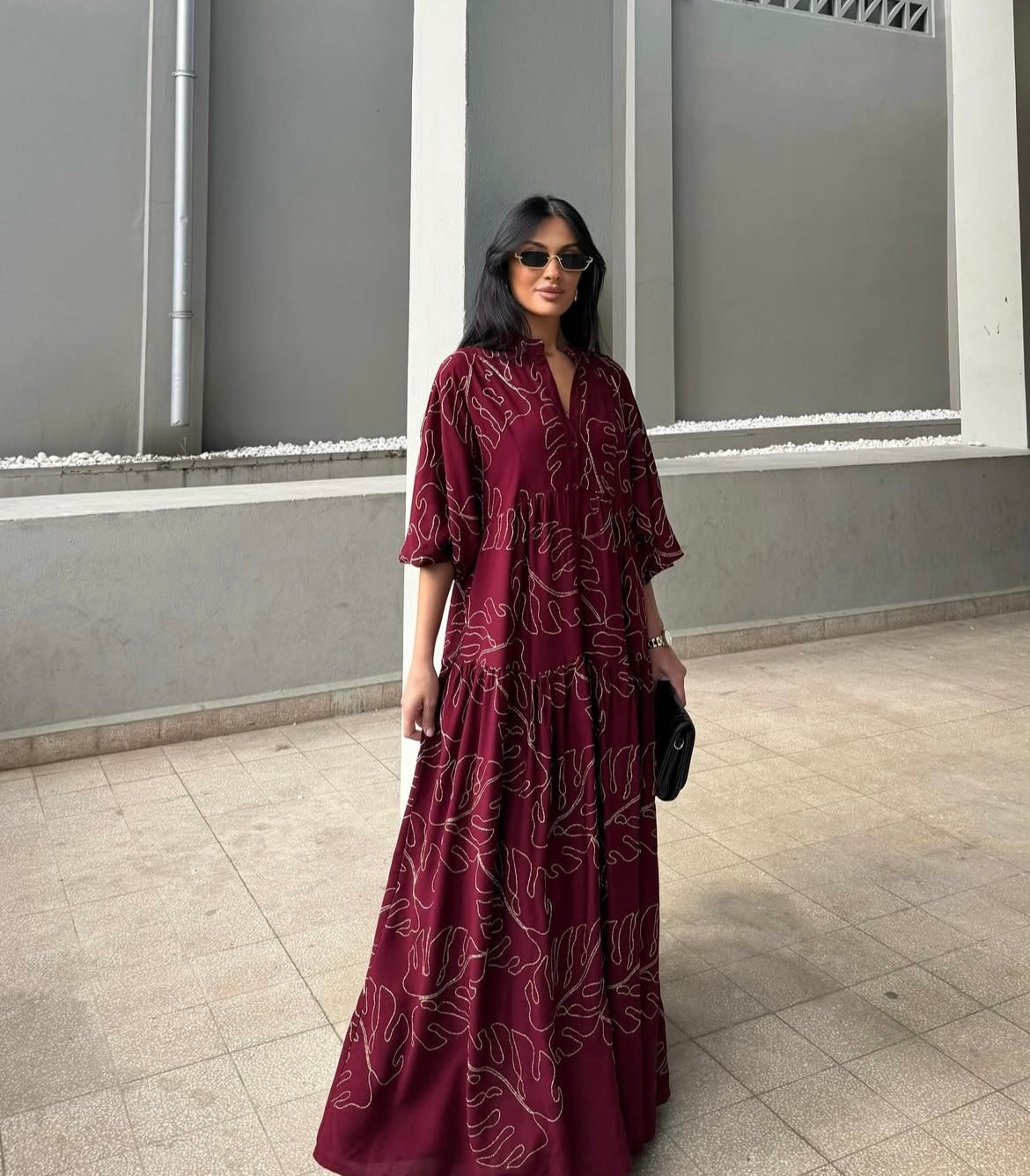 Burgundy x Gold Dress (Pre-Order 10 Days)