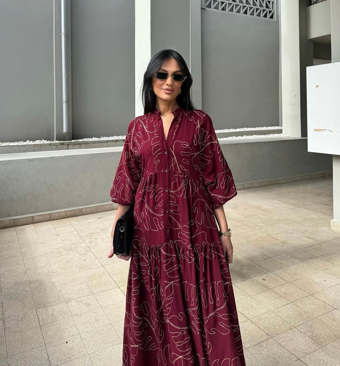 Burgundy x Gold Dress (Pre-Order 10 Days)