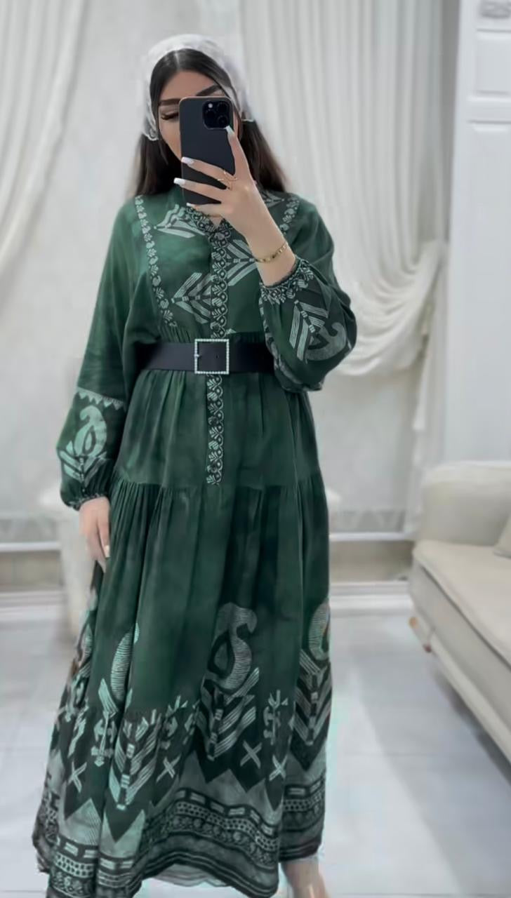 Dark Green Patterned Dress