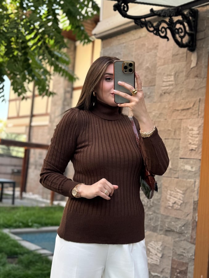 Thick Ribbed Fisherman's Knitwear Bodysuit - BROWN