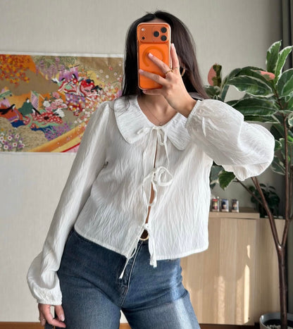 Bohemian Tie Blouse - white