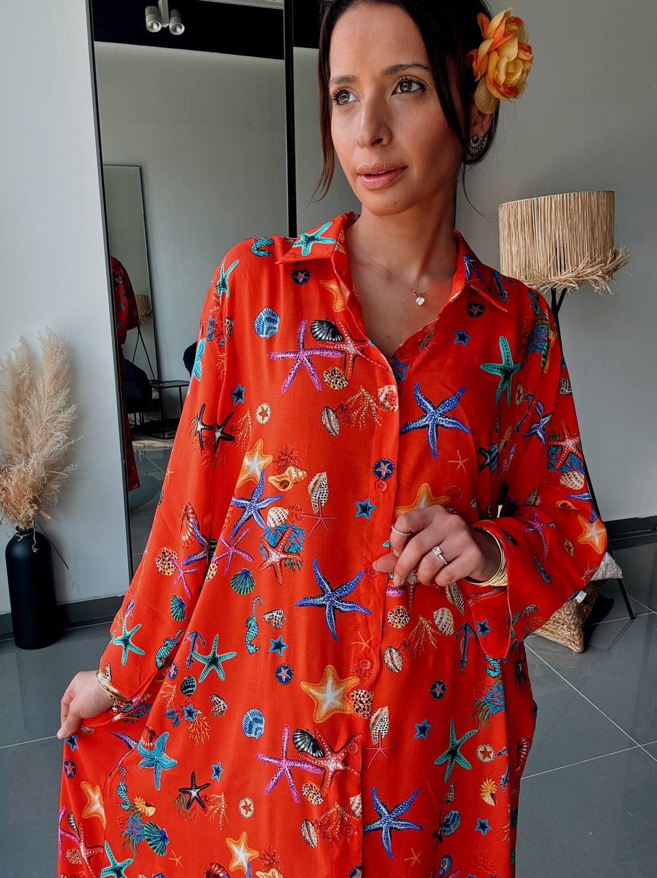 Sea Shells Red Dress