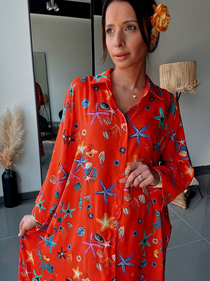 Sea Shells Red Dress