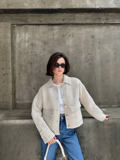 Beige Buttoned Jacket