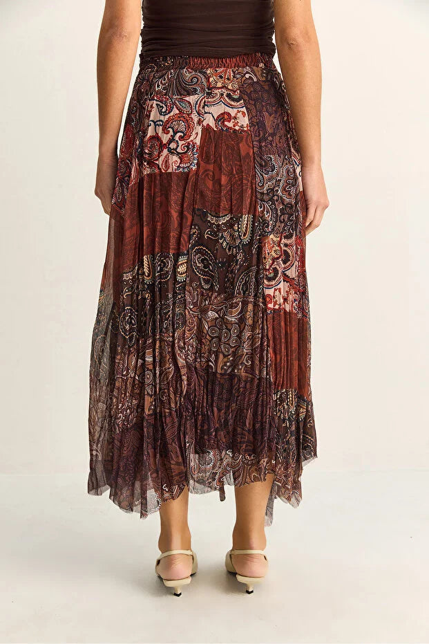 Reddish Brown Boho Skirt (with Belt)