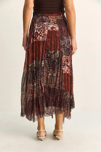 Reddish Brown Boho Skirt (with Belt)