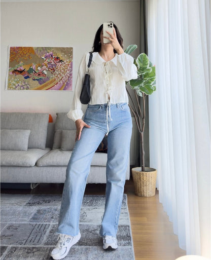 Bohemian Tie Blouse - white