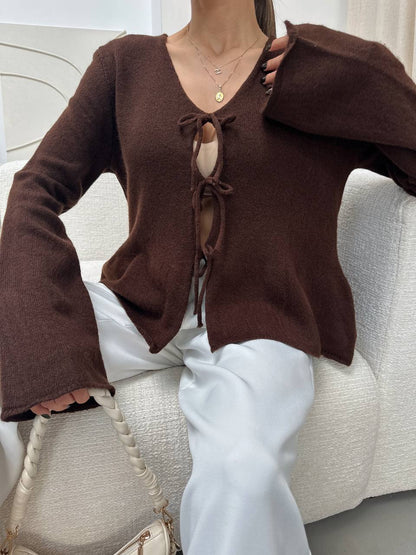 Brown Tie Cardigan