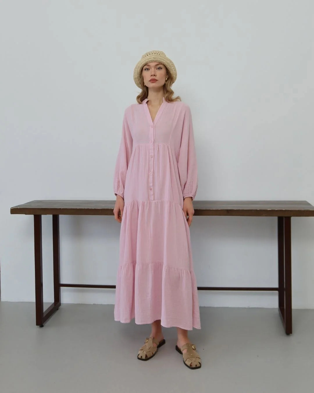 Pink Plain Dress
