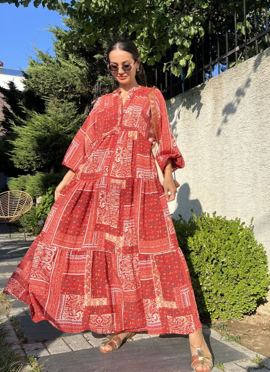 Red Patterned Dress
