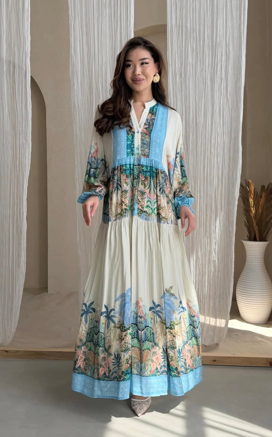 Floral Blue Shaded Dress