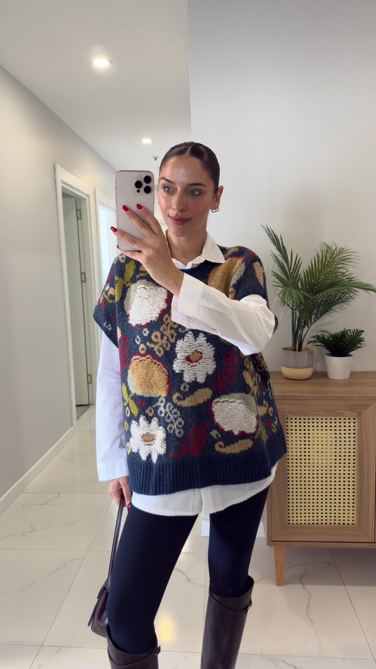 Embroidered Navy Vest