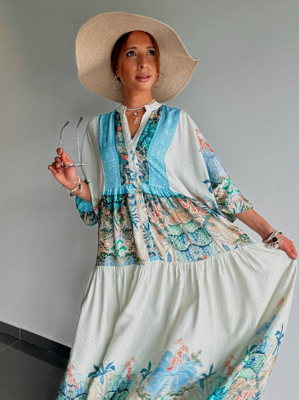 Floral Blue Shaded Dress