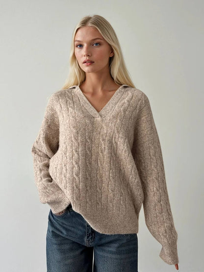Beige Collar Sweater