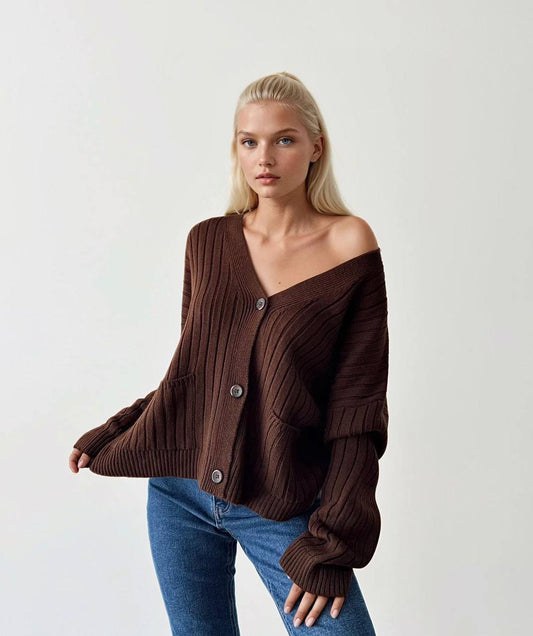 Brown Buttoned Cardigan