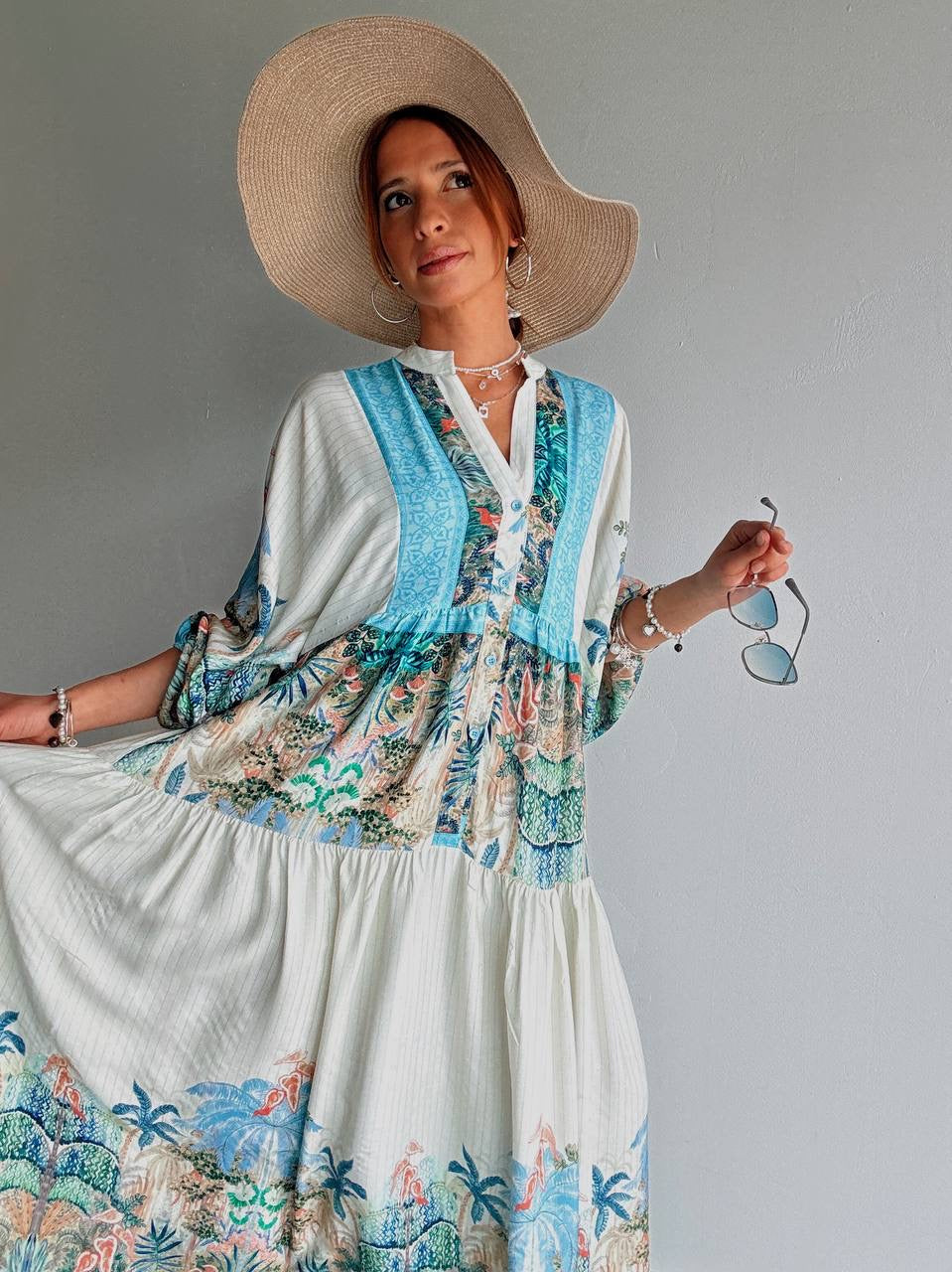 Floral Blue Shaded Dress