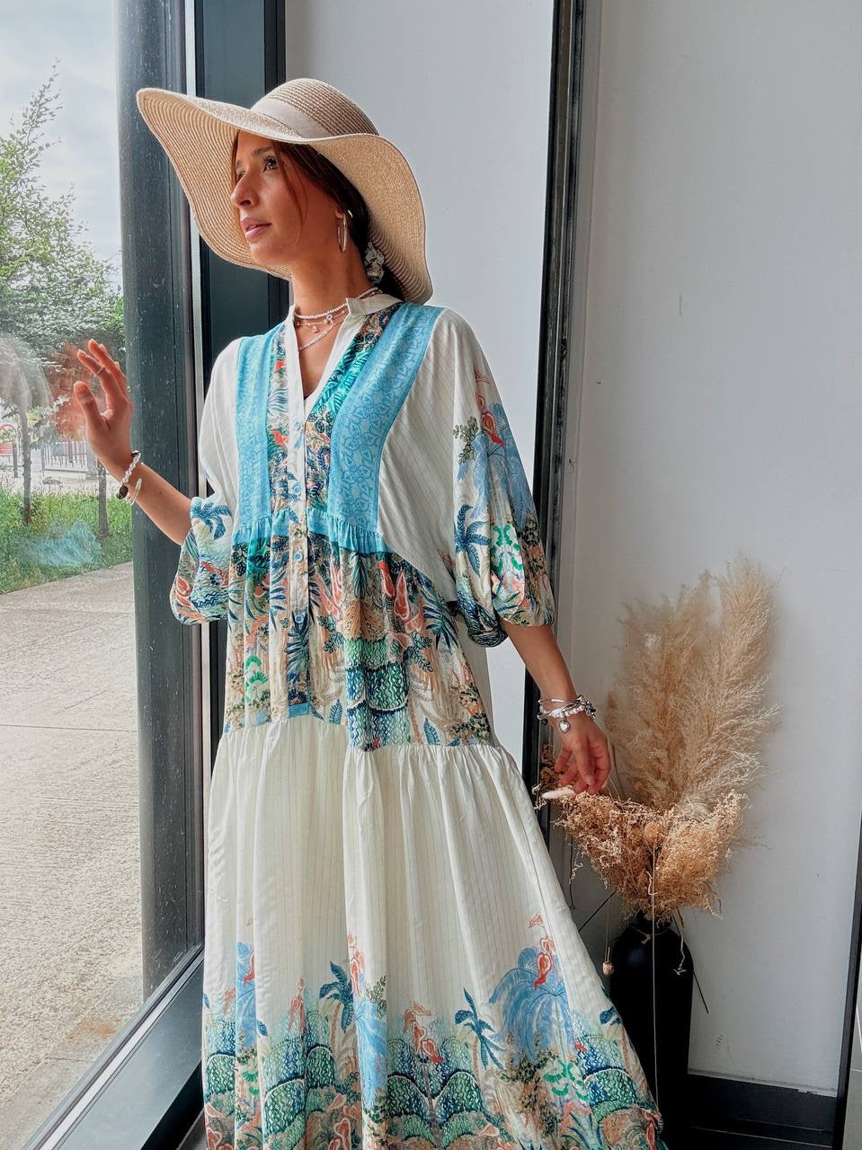 Floral Blue Shaded Dress