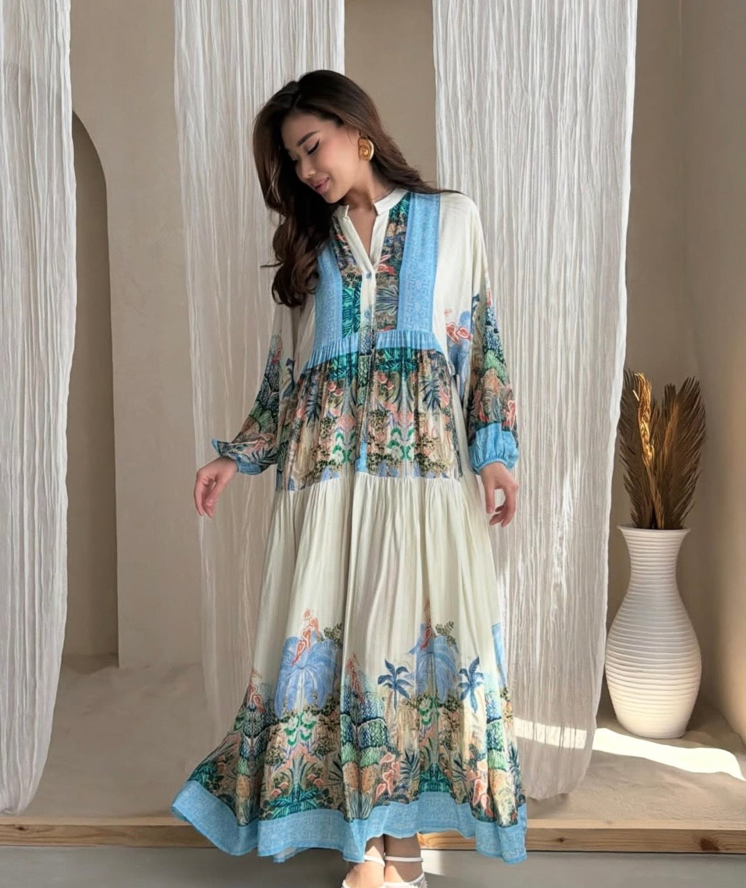 Floral Blue Shaded Dress