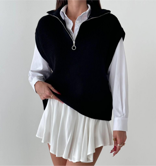 Black Zipper Vest