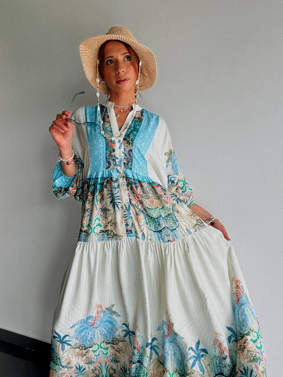 Floral Blue Shaded Dress