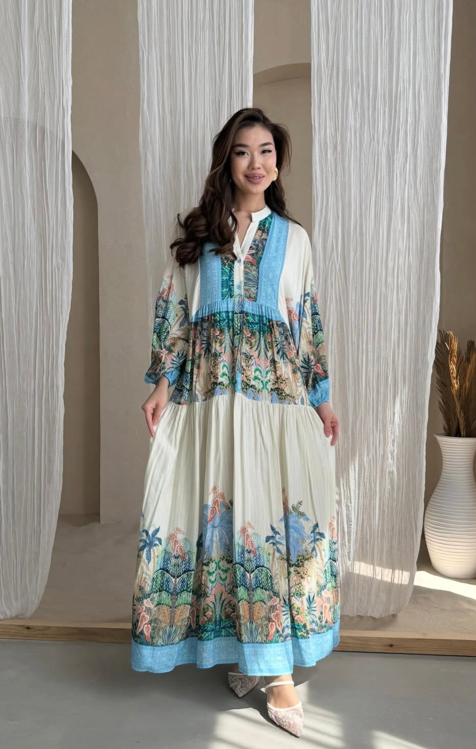 Floral Blue Shaded Dress