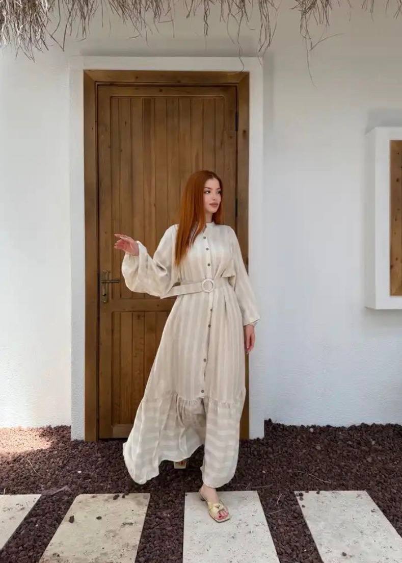 Neutral Belted Dress