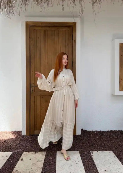 Neutral Belted Dress