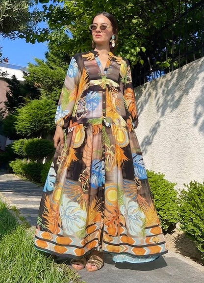 Black & Yellow Printed Dress