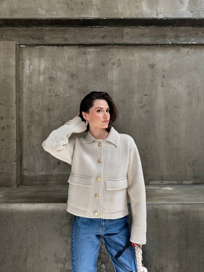 Beige Buttoned Jacket