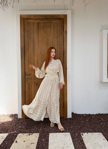 Neutral Belted Dress