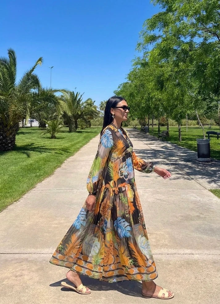 Black & Yellow Printed Dress