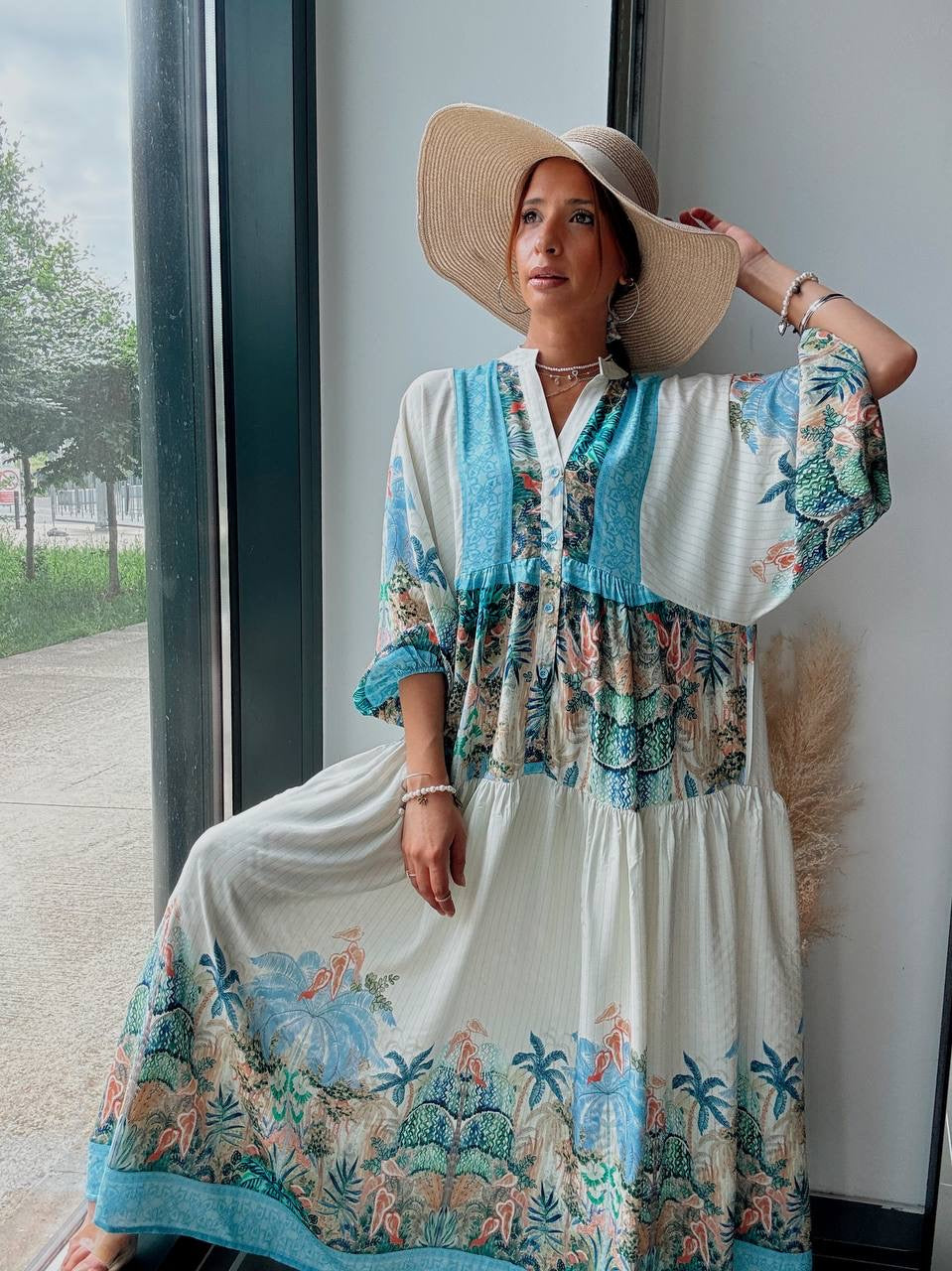 Floral Blue Shaded Dress