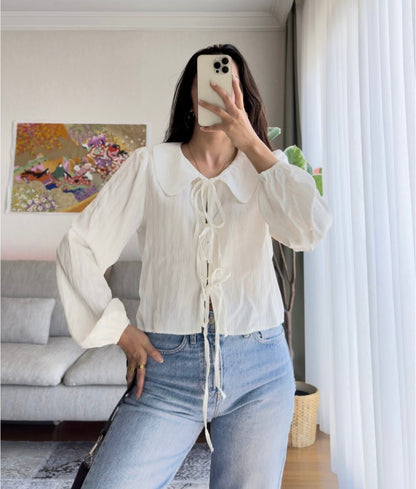 Bohemian Tie Blouse - white