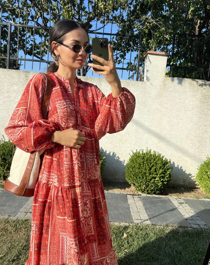 Red Patterned Dress