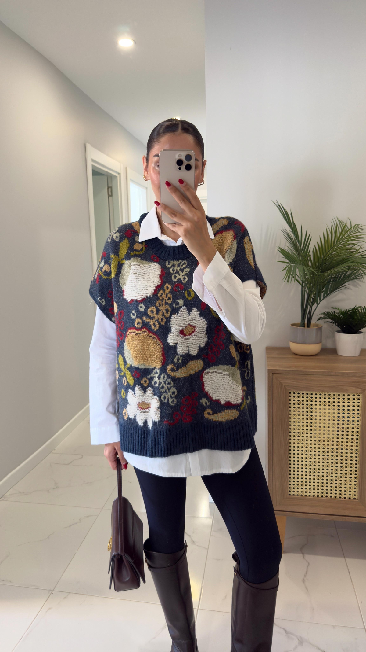 Embroidered Navy Vest