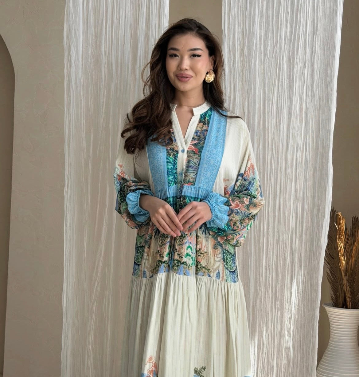 Floral Blue Shaded Dress