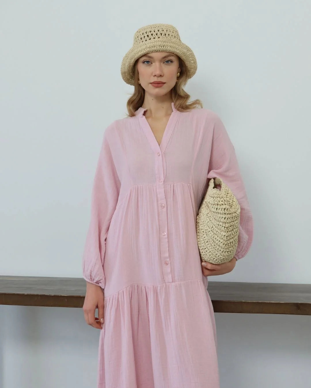 Pink Plain Dress