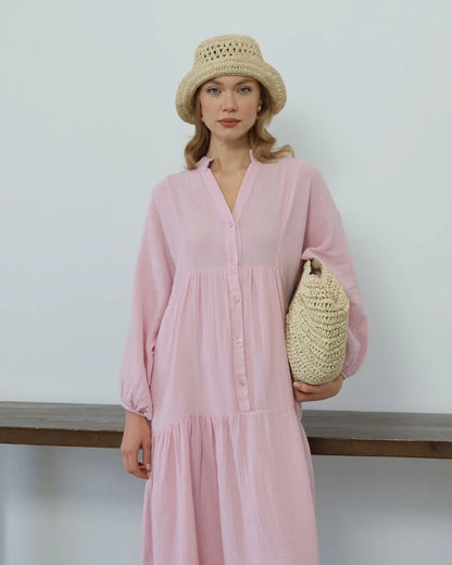 Pink Plain Dress