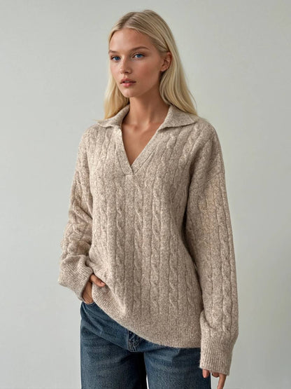 Beige Collar Sweater